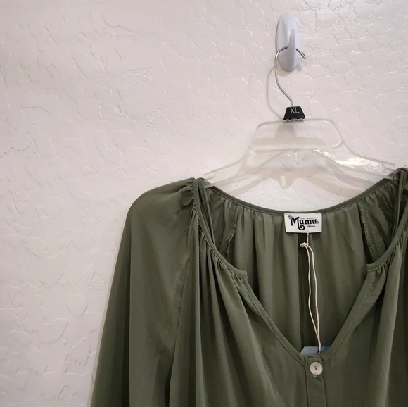SMYM | Sienna Swing Dress Army Green Chiffon Dress - Picture 6 of 9